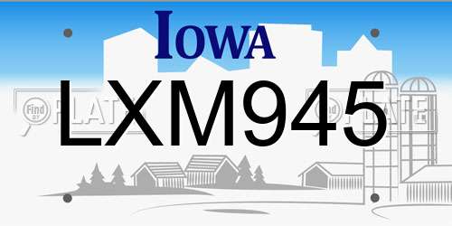 LXM945 Iowa License Plate