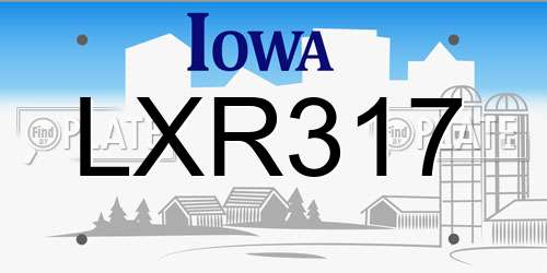 LXR317 Iowa License Plate