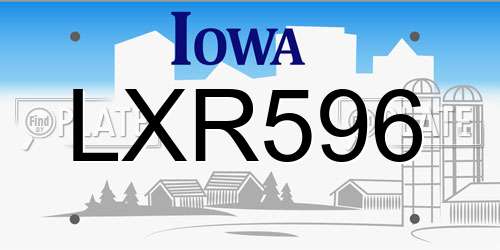 LXR596 Iowa License Plate