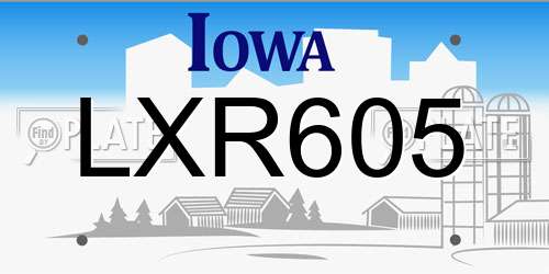 LXR605 Iowa License Plate