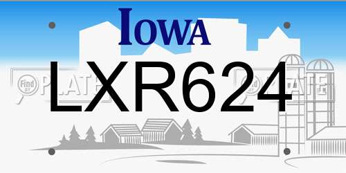 LXR624 Iowa License Plate