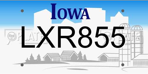 LXR855 Iowa License Plate