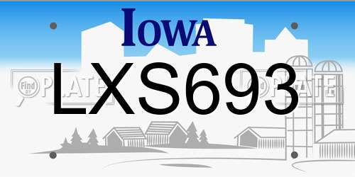 LXS693 Iowa License Plate