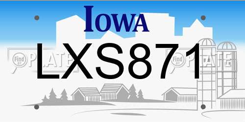 LXS871 Iowa License Plate