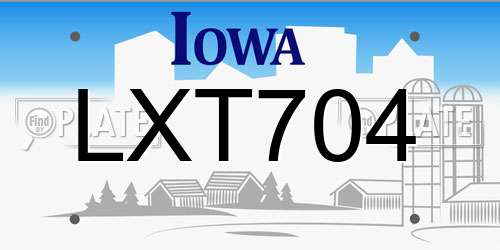 LXT704 Iowa License Plate