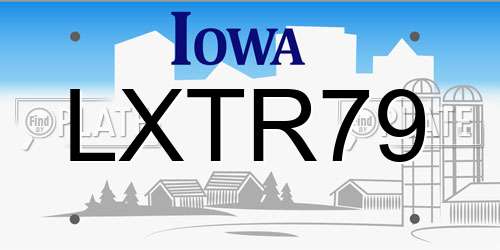 LXTR79 Iowa License Plate