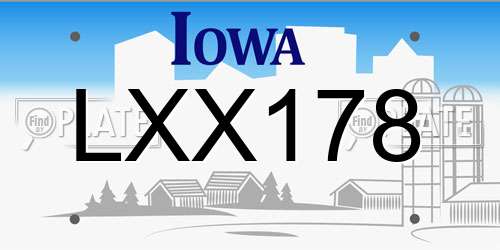 LXX178 Iowa License Plate