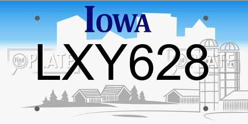 LXY628 Iowa License Plate