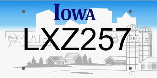 LXZ257 Iowa License Plate