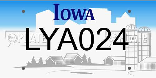 LYA024 Iowa License Plate
