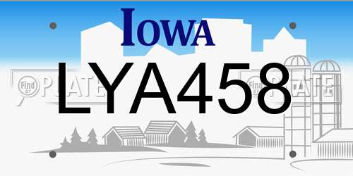 LYA458 Iowa License Plate