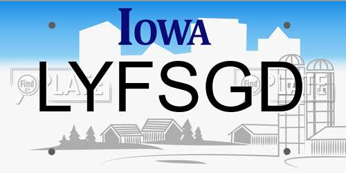 LYFSGD Iowa License Plate