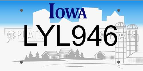 LYL946 Iowa License Plate