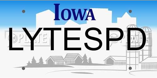 LYTESPD Iowa License Plate