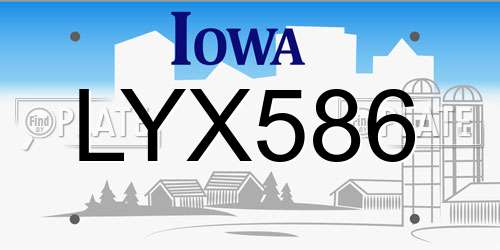 LYX586 Iowa License Plate