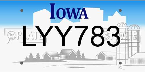 LYY783 Iowa License Plate
