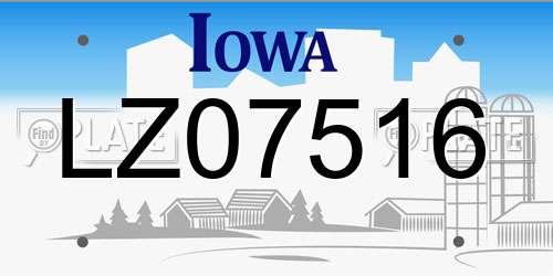 LZ07516 Iowa License Plate