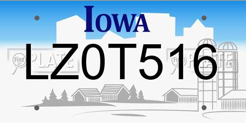 LZ0T516 Iowa License Plate
