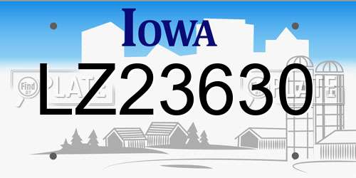 LZ23630 Iowa License Plate