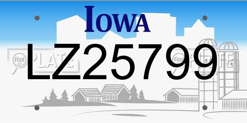 LZ25799 Iowa License Plate