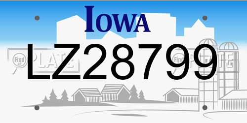 LZ28799 Iowa License Plate