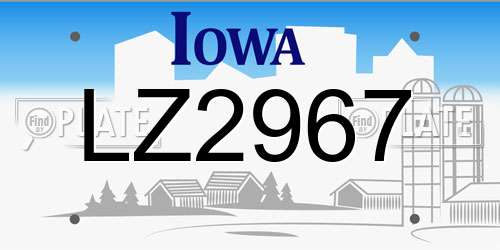LZ2967 Iowa License Plate