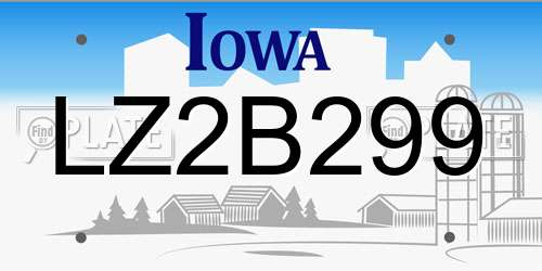 LZ2B299 Iowa License Plate