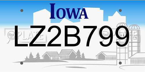 LZ2B799 Iowa License Plate