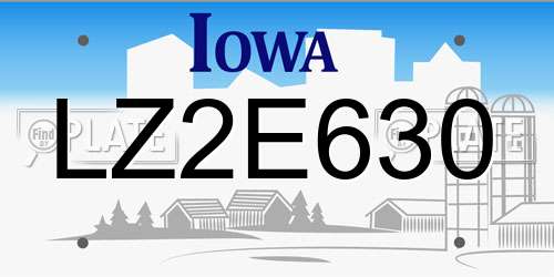 LZ2E630 Iowa License Plate