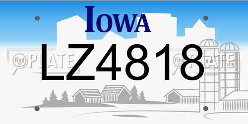 LZ4818 Iowa License Plate