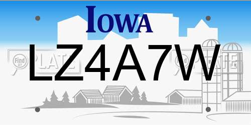 LZ4A7W Iowa License Plate