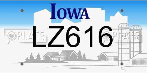 LZ616 Iowa License Plate
