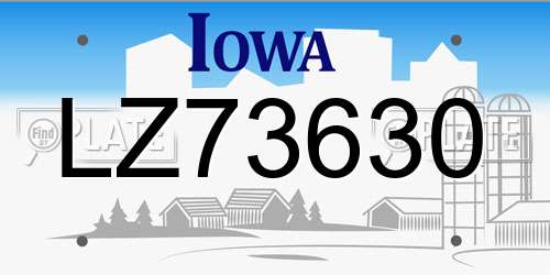 LZ73630 Iowa License Plate