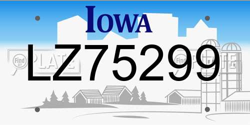 LZ75299 Iowa License Plate