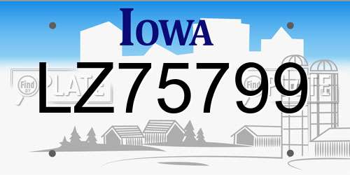 LZ75799 Iowa License Plate