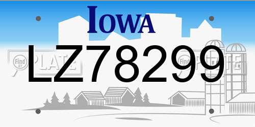 LZ78299 Iowa License Plate