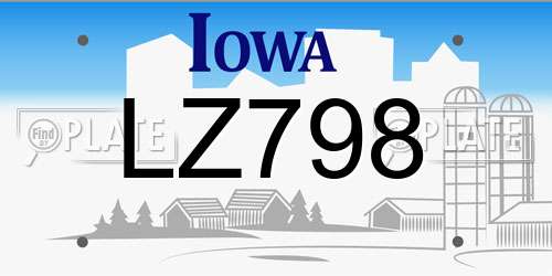 LZ798 Iowa License Plate