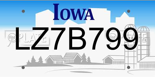 LZ7B799 Iowa License Plate