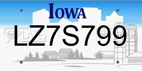LZ7S799 Iowa License Plate
