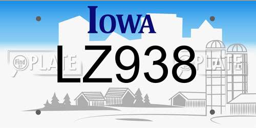 LZ938 Iowa License Plate