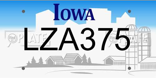 LZA375 Iowa License Plate