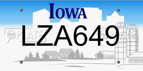 LZA649 Iowa License Plate