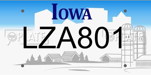 LZA801 Iowa License Plate