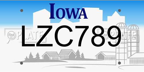 LZC789 Iowa License Plate