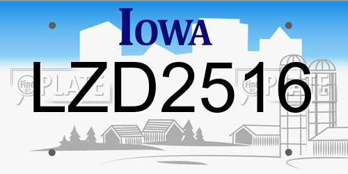 LZD2516 Iowa License Plate