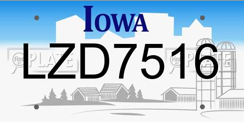 LZD7516 Iowa License Plate