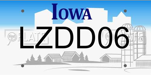 LZDD06 Iowa License Plate