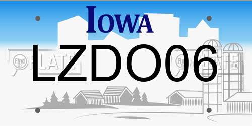 LZDO06 Iowa License Plate