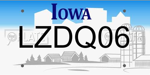 LZDQ06 Iowa License Plate
