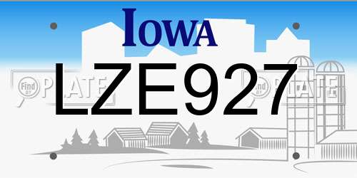 LZE927 Iowa License Plate